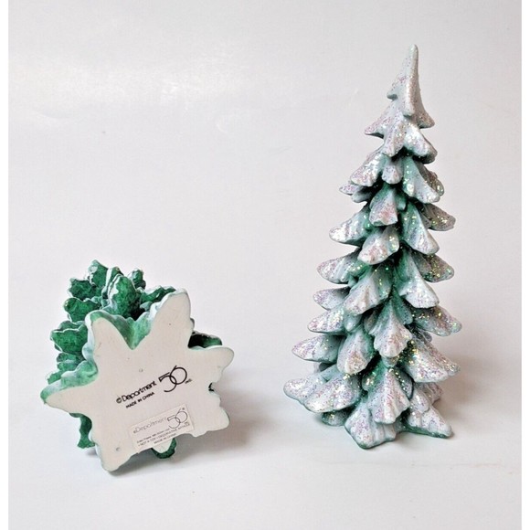 Department 56 Frosted Glitter Fir Evergreen Pine Trees Set of 2 Christmas 6 Inch - Picture 3 of 7